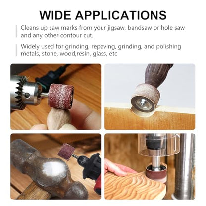 32 Pack Spindle Sander Sleeves, 2”Length, 1/2”,3/4”,1”,1-1/2” Diameter Sanding Sleeves Set for Drill,40 80 120 240 Grit - size: Length: 2''(sanding sleeves)