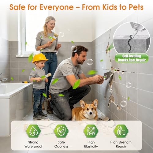 Self Leveling Concrete Crack Filler 6 Pack – High Elasticity, Waterproof & Quick Drying, Professional Grade Crack Sealant for Driveway, Patio, Walkway, Slab, Joint, Indoor & Outdoor, Grey - size: 105 OZ(Pack of 6)
