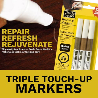 Trade Secret Trio Wood Touch-Up Markers, Furniture Scratch Repair - color: Medium Tones