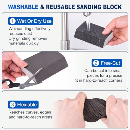 8Pcs 80Grit Angled Sanding Sponges Wet Dry Sanding Blocks - size: 80 Grit