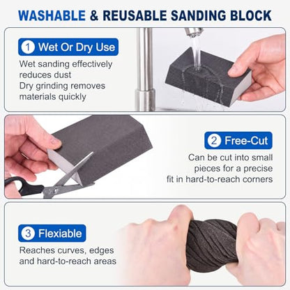 8Pcs 240Grit Angled Sanding Sponges Wet Dry Sanding Blocks - size: 240 Grit