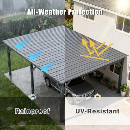 Metal Roofing Panels 20 PCS 112 sq.ft 42.52" x 18.9" Corrugated Galvanized Roof Panels, Waterproof Siding Panels with 200 Pcs Screws for Garages, Sheds, Stables and Mobile Homes