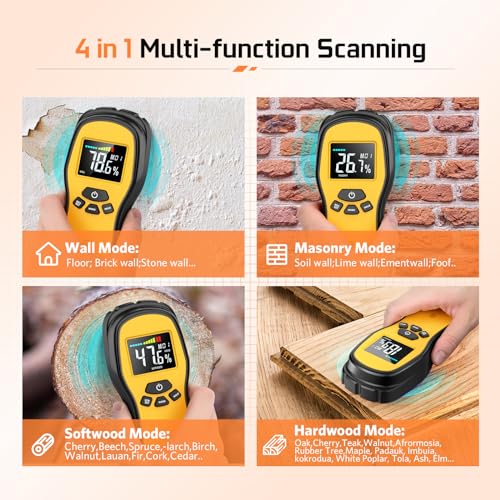 Pinless Moisture Meter, Digital Wood Moisture Meter for Lumber & Drywall - color: Black Orange