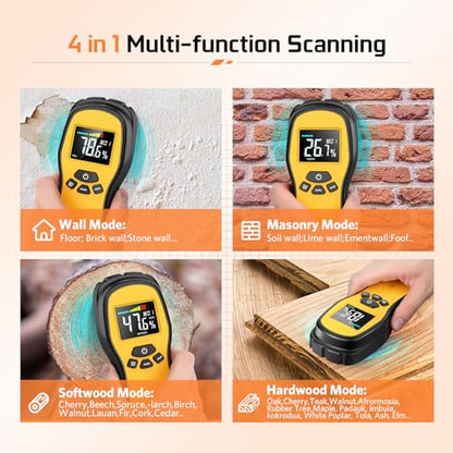Pinless Moisture Meter, Digital Wood Moisture Meter for Lumber & Drywall - color: Black Orange