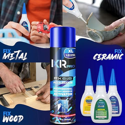 CA Glue with Activator 36x Thin Medium Thick Glue Kit 12x16.9oz Accelerator - size: 12 Pack