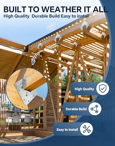 50 Pack Hurricane Ties for Rafters, 16 Gauge Hot Dip Galvanized Hurricane Straps, Joist Hangers Fit 2x4 2x6, Rafter Tie Brackets for Roof Trusses, Hurricane Clips for Roofing Wood Timber Connectors - style: 16Gauge