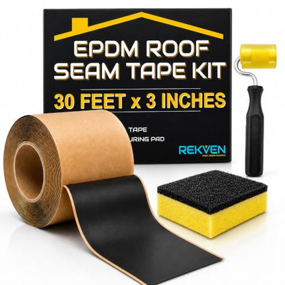 EPDM Seam Tape, Double Sided Butyl Rubber Roofing Adhesive, 30 ft x 3 in
