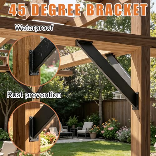 8 Pcs 45 Degree Angle Support Brackets for Pergola,Gazebos - size: 4x4-8Pcs