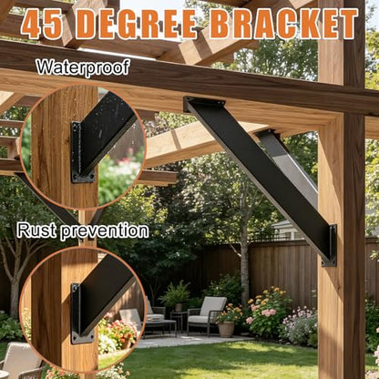 8 Pcs 45 Degree Angle Support Brackets for Pergola,Gazebos - size: 4x4-8Pcs