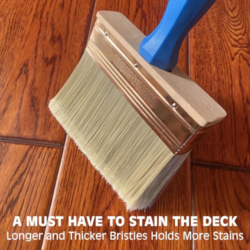 King Origin Deck Stain Brush with Pole, 3 PCS, 4", 5", 6" - size: 4/5/6-In