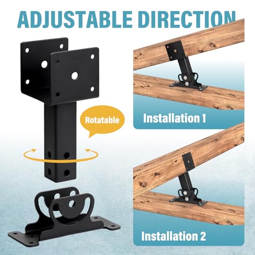4 Pack 304 SS 4x4 Heavy Duty Adjustable Roof Riser Brackets (Black) - color: Set 4