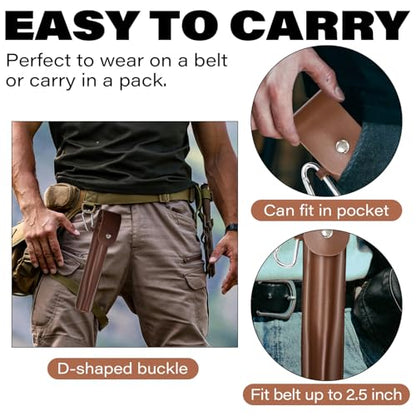 Bushcraft Gear Hand Auger Drill, Scotch Eye Wood Auger Drill Bit with Leather Case for Camping Backpacking Hiking