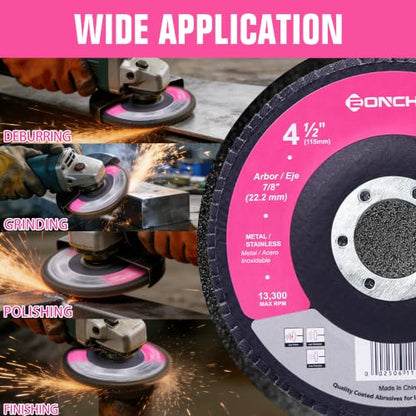 Flap Discs 4 1/2 for Angle Grinder, T27 High Density Grinding, 40/60/80/120 Grit Premium Zirconia Abrasive Grinding Wheel, Grinding and Polishing for Metal, Wood, Stainless Steel(20Pack) - size: GR20