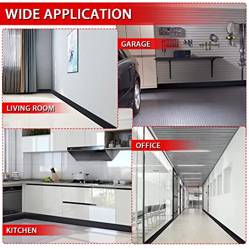 FONUNO Vinyl Wall Base Rubber Baseboard Molding Trim Self Adhesive 4" Wide - color: Black, size: 4in x 60ft