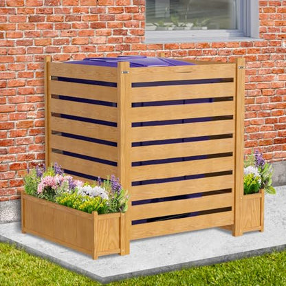 DoCred Air Conditioner Fence, Wood Decorative Fences with Planter Box