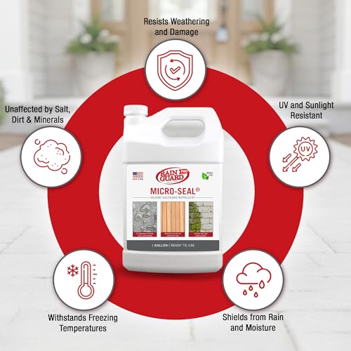 RAIN GUARD PRO-CR-0356 Micro-Seal 1 Gal Clear Penetrating Silane Siloxane Professional Grade Water Repellent Sealer – Water Based Concrete Sealer, 10 Yr Warranty - size: 1 Gallon (300 Sq. Ft.)