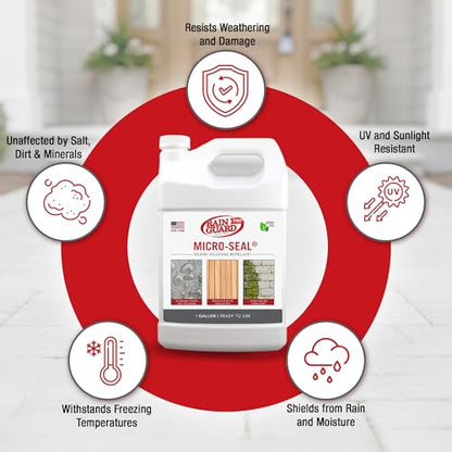 RAIN GUARD PRO-CR-0356 Micro-Seal 1 Gal Clear Penetrating Silane Siloxane Professional Grade Water Repellent Sealer – Water Based Concrete Sealer, 10 Yr Warranty - size: 1 Gallon (300 Sq. Ft.)