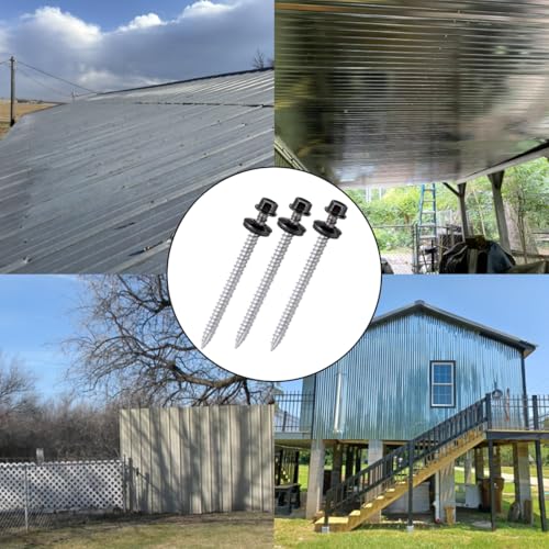 50 Pcs #10x2-1/2 Black Metal Roofing Screws for Metal Roofs, Wall Panels - size: #10x2-1/2"
