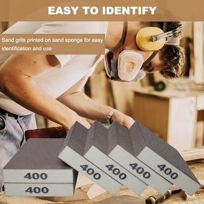 Tonmp 6 Pack 400 Grit Fine Sanding Sponge, Washable and Reusable Sanding Blocks Great for Pot Pan Brush Sponge Brush Glasses Sanding Wood Sanding Metal Sanding (400 Grit) - style: 400 Grit