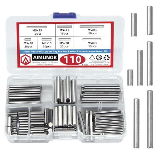 110Pcs Dowel Pins Kit, M5 x 10-40mm Stainless - size: 110pcs Dowel Pins
