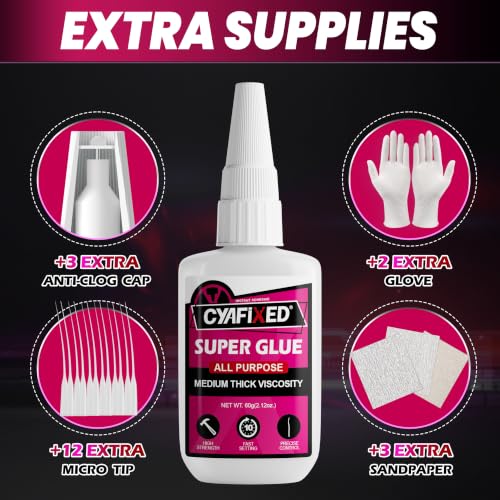 CYAFIXED Super Glue Pro Kit 120g, Precise Control Cyanoacrylate CA Glue - size: 4 oz