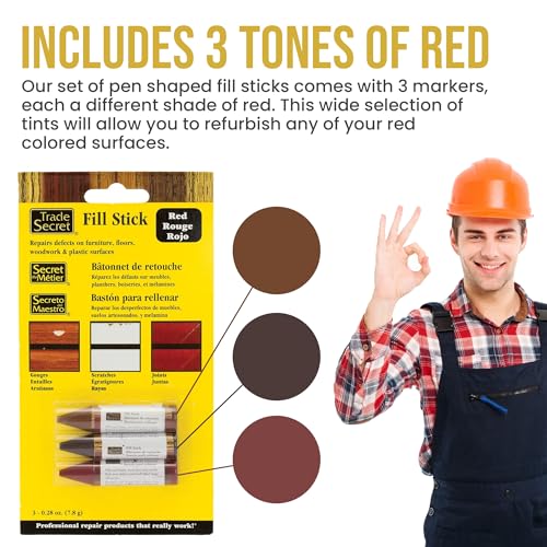 Wood Filler Scratch Repair Stick, Red Surfaces, Touch-Up Kit, 3-Pack - color: Red Tones