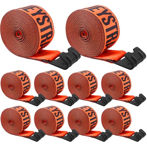 4 Inch Reflective Tie Down Straps 30 FT - Heavy Duty Flatbed Trailer Straps, 6000LB Working Load & 18000LB Break Strength, Orange Winch Straps for Truck Cargo Securement & Recovery (10-Pack) - color: Orange