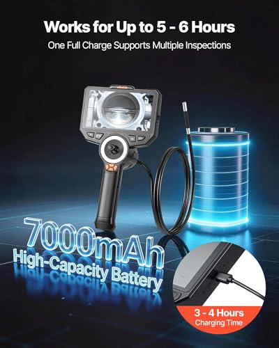 VEVOR 4-Way Articulating Borescope with Light, True 1080P HD Industrial Endoscope Inspection Camera with Articulated Probe, Flexible Snake Scope Cam for Wall Automotive Engine Inspect-4.9FT - size: 0.32-inch Probe