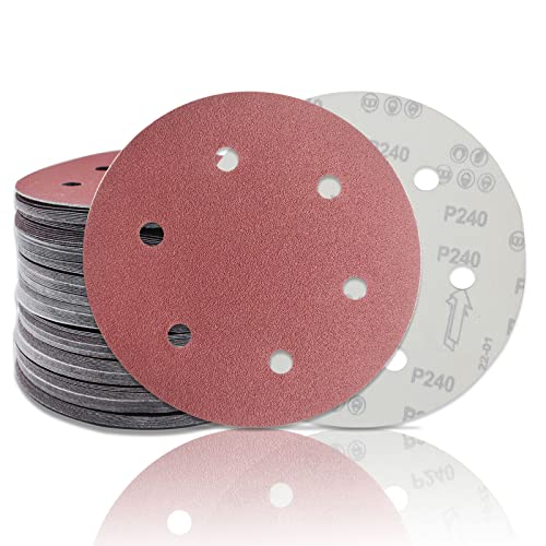 20 Pack 9 Inch 6 Hole 40 Grit Hook and Loop Sanding Discs - style: 40- Grit