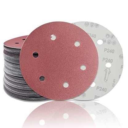 20 Pack 9 Inch 6 Hole 40 Grit Hook and Loop Sanding Discs - style: 40- Grit