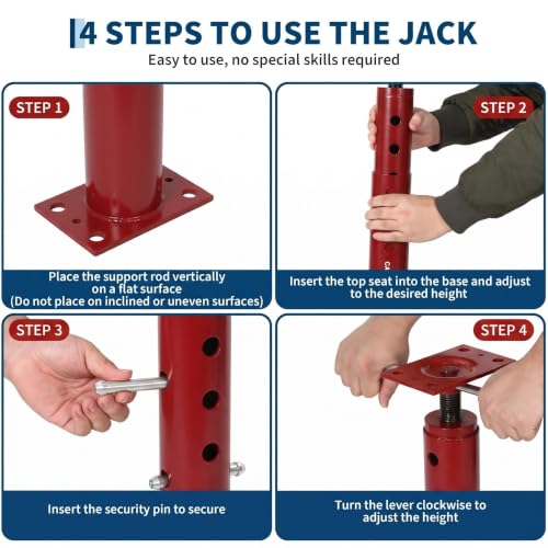 OUTLANE House Floor Jacks, 2 Pack 19"-36" Adjustable Jack Post 18000 LBS - color: Red, size: 19"-36"