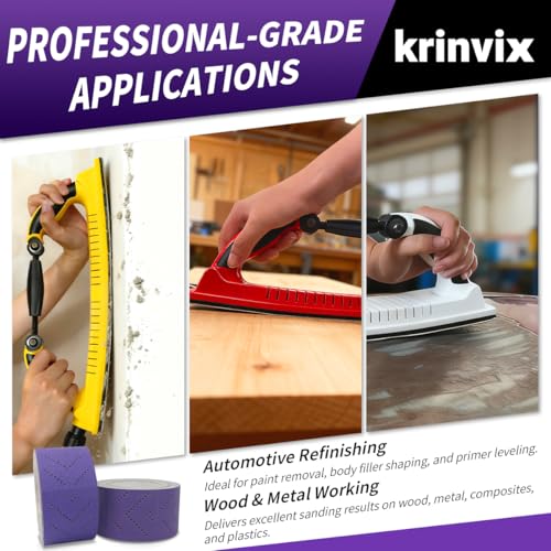 150 Grit Purple Hook & Loop Sandpaper Roll, 70mm x 12m, Ceramic Abrasive with Multi-Hole Dustless Design for Automotive, Wood & Metal, Ideal for Body Repair, Paint Prep & Coating Removal - style: 150 Grit