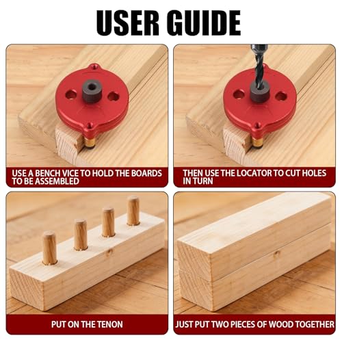Self Centering Dowel Jig, Drill Guide Locator with 2/3/4/5/6/8/10mm Drill Bushings, Portable Drill Guide for Straight Holes, Woodworking Dowel Maker Tool for DIY & Professionals
