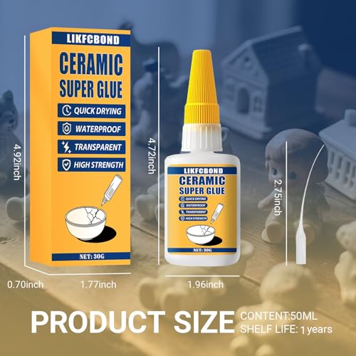 Super Glue for Ceramic Repair 30g, Porcelain Adhesive Waterproof - style: Ceramic