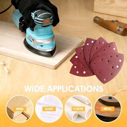 100 PCS Mouse Detail Sander Sandpaper 11 Holes, 600 Grit Hook and Loop Mouse Sanding Sheets Aluminum 0xide Mouse Sanding Pads 11 Holes Triangular Sanding Paper for Detail Mouse Sander - size: 11 Holes-600 Grit
