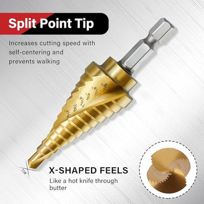 3Pcs 1/4" Hex Shank HSS Step Drill Bit Set - size: 3pcs