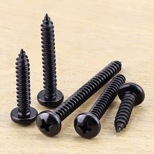 #8 x 2 Phillips Pan Head Sheet Metal Screws, 304 Stainless Steel 18-8, Black Coated, Corrosion Resistant Pan Head Self Tapping Screws for Wood, Sheet Metal, 50 PCS - size: #8 x 2"