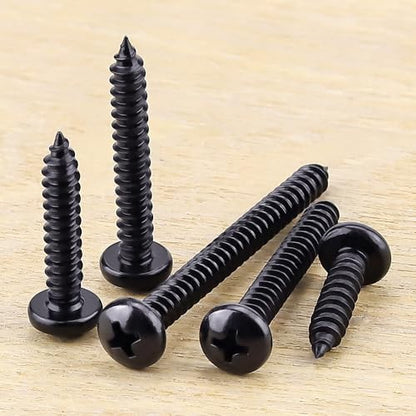 #8 x 2 Phillips Pan Head Sheet Metal Screws, 304 Stainless Steel 18-8, Black Coated, Corrosion Resistant Pan Head Self Tapping Screws for Wood, Sheet Metal, 50 PCS - size: #8 x 2"