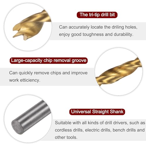 HARFINGTON 3pcs Brad Point Drill Bit 6mm/15/64 Dia Straight Round Shank - size: 6mm