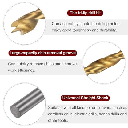 HARFINGTON 3pcs Brad Point Drill Bit 6mm/15/64 Dia Straight Round Shank - size: 6mm