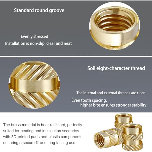 Knurled Brass Inserts M2-M8 Kit with 90W Soldering Iron 3D Printing Tools