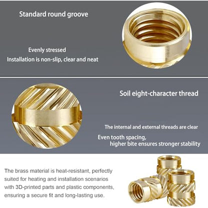 Knurled Brass Inserts M2-M8 Kit with 90W Soldering Iron 3D Printing Tools