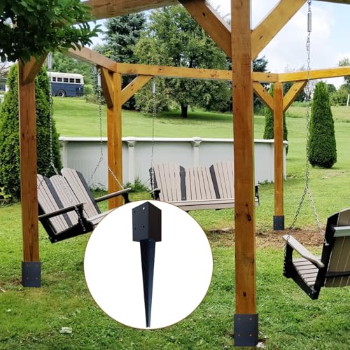 4x4 Inch Fence Post Anchor,Internal 3.6"x3.6" Fit - Black Powder-Coated Metal Post Base for Wood Deck, Fence, Porch, Railing, Mailbox (Heavy Duty & Rust Resistant)