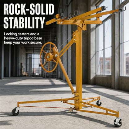 Winado 16 ft Drywall Lift Panel Rolling Hoist Jack Lifter for Sheetrock - color: Yellow, size: 16 ft