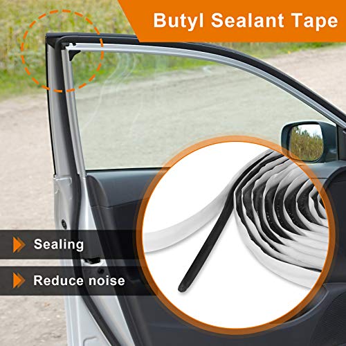 Coitak Butyl Sealant Putty Tape, Diameter 3/8" x 13 Feet Extra Thick Rubber Sealant for Leak Proof RV Repair Window Glass Boat Sealing Patching (Pack of 2) - size: 13 Feet (Pack of 2)