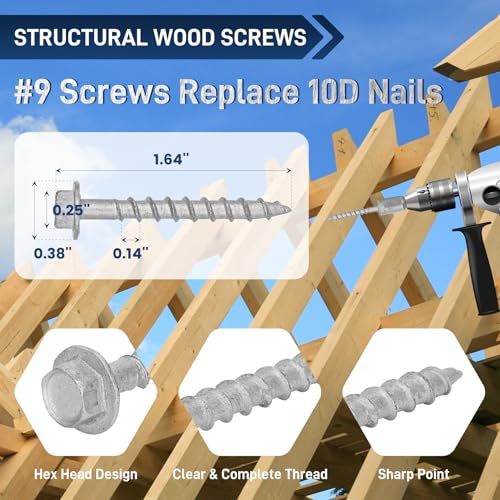 Mech.Galv.#9 x 1-1/2" Joist Hanger Screws-500 Qty,SD Connector Screws - color: Galvanized, size: #9 1-1/2''