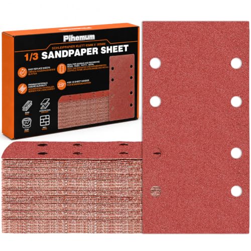 80 PCS 1/3 Sandpaper Sheets 100 Grit 8 Hole - color: GRIT 100