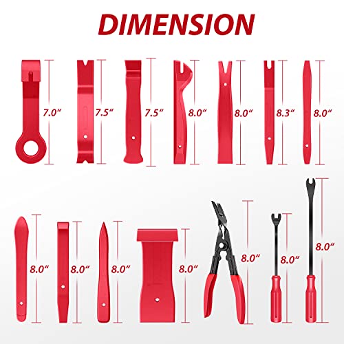 Nilight 200Pcs Trim Removal Tool, Auto Push Pin Bumper Retainer Clip Set - color: 200 Clips+ Remover Tools Red