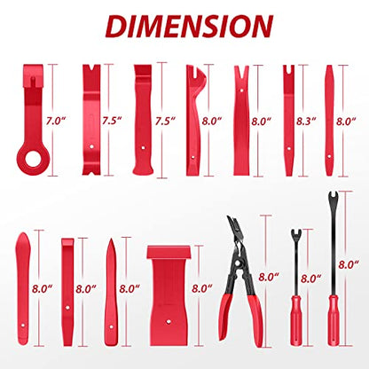 Nilight 200Pcs Trim Removal Tool, Auto Push Pin Bumper Retainer Clip Set - color: 200 Clips+ Remover Tools Red
