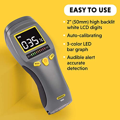 General Tools MM8 Pinless Moisture Meter for Wood, Walls & Mold Detection - size: MM8